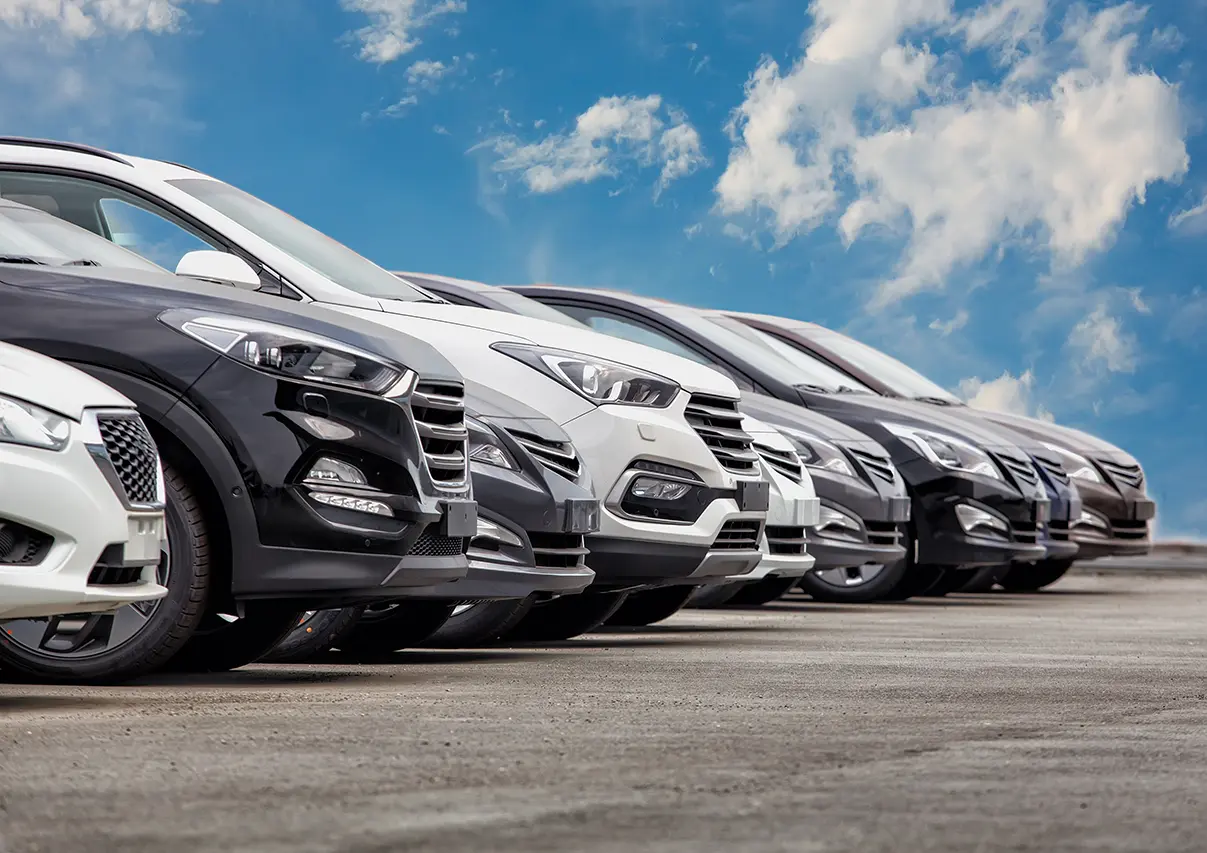 Vehicles lined up